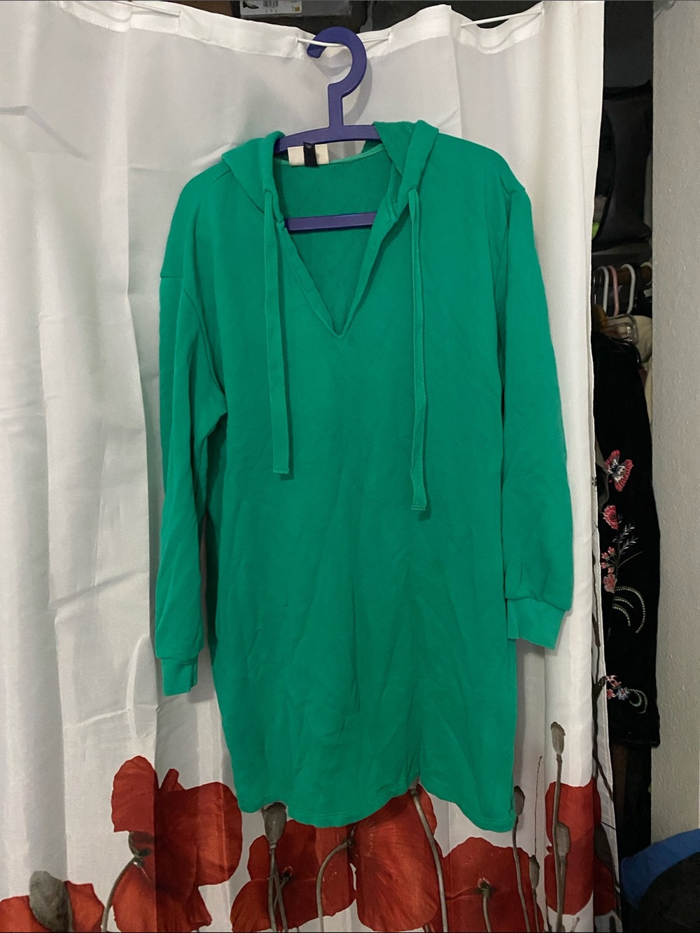 Universal Thread V-Neck Hooded Sweater Dress - Green